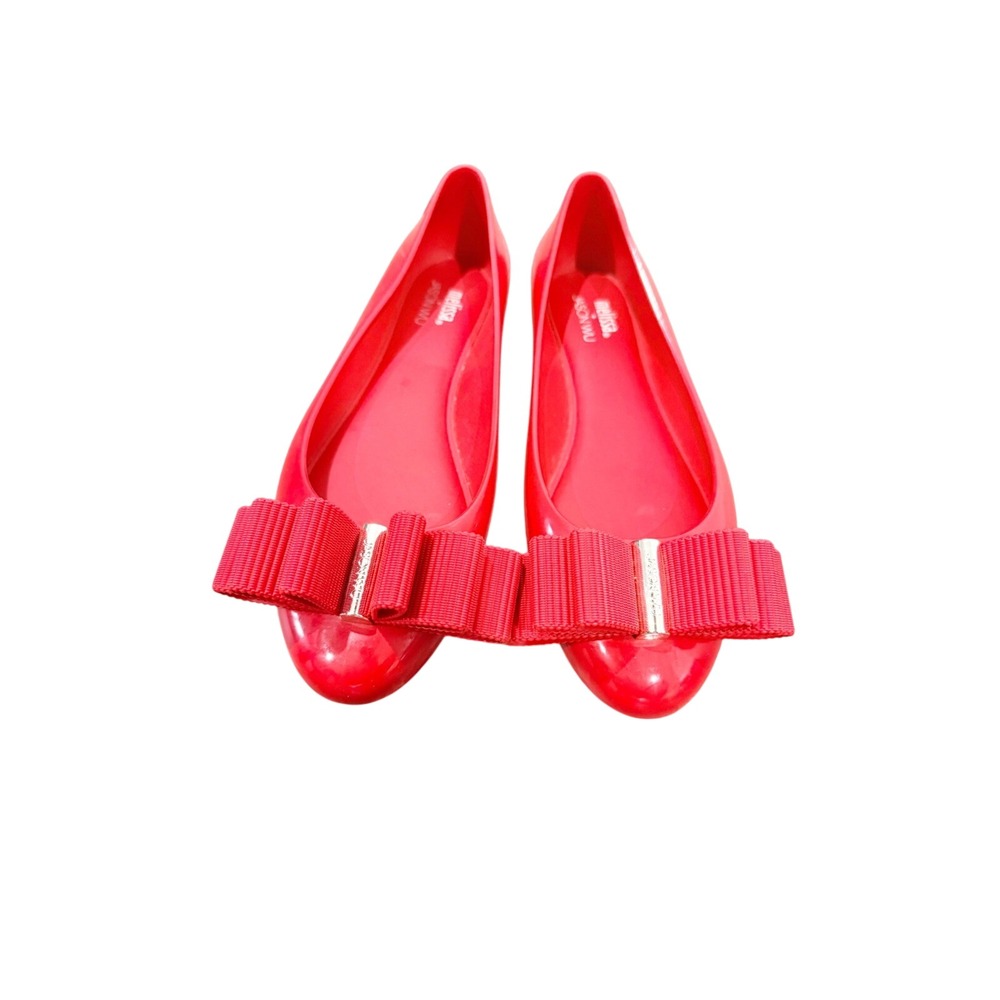 Melissa x Jason Wu Red Jelly Bow Flats Women Size 6 Ballet Shoes Brazil
